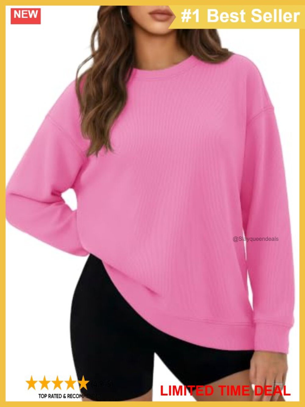 Oversized Crewneck Fleece Pullover Sweatshirt Loose Fit Casual